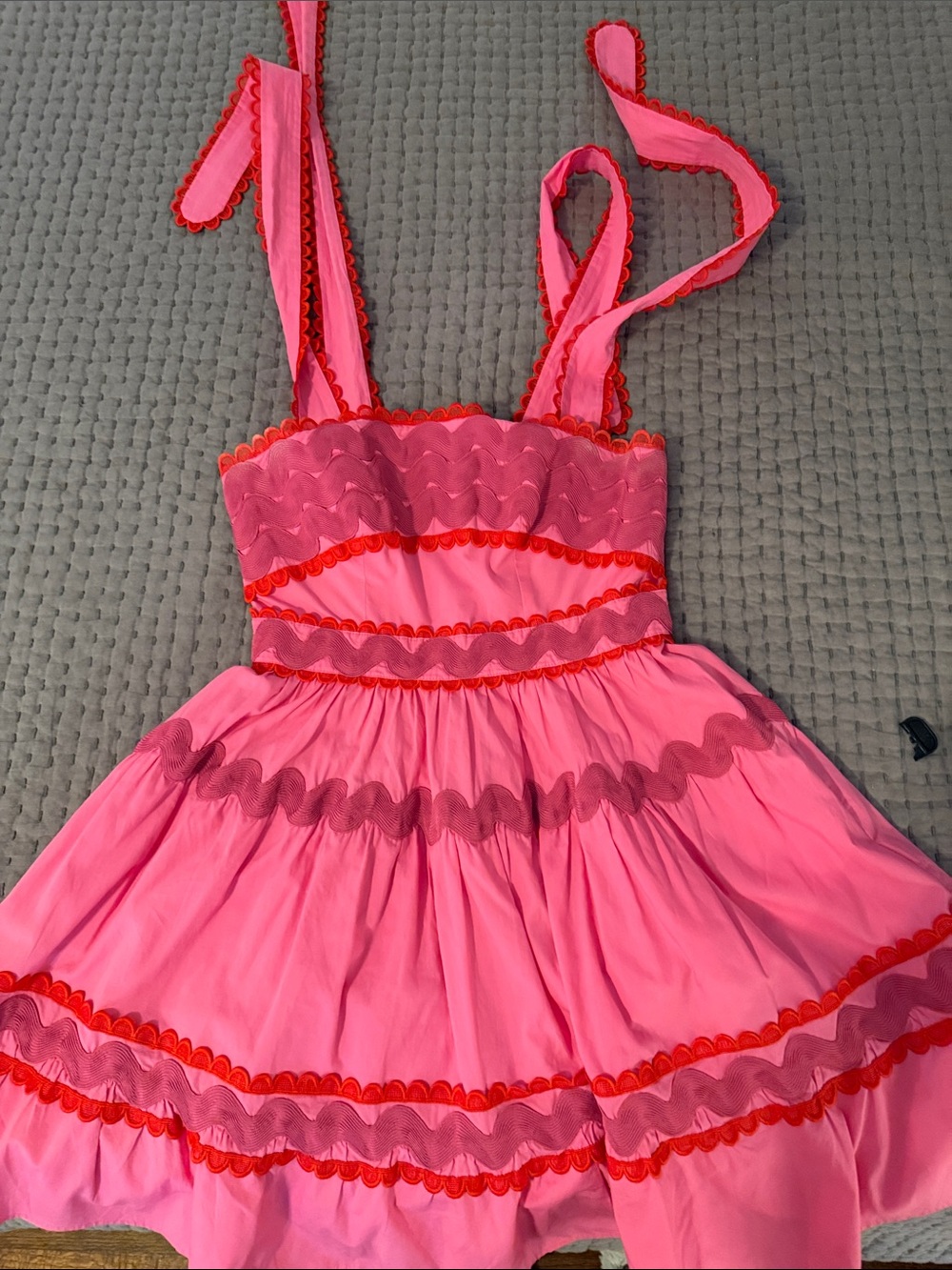 CeliaB Bright Pink Sundress with Red Trim